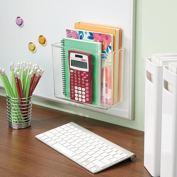 iDesign Adhesive Organizer Bin - Damage-Free Hanging for Kitchen, Bathroom, or Office - Set of 4 - Clear
