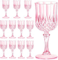 7OZ Plastic Wine Glasses, Reusable Vintage Goblets Unbreakable Drinking Glasses Crystal Water Cups Champagne for Wedding, Parties (12, Pink)