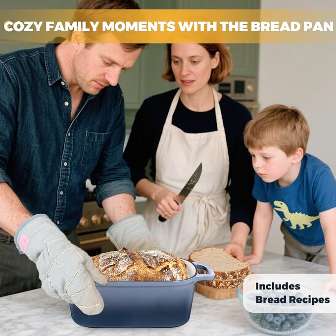 4.6 Quart Dutch Oven for Sourdough Bread Baking, Combo Oval Enameled Cast Iron Bread Pan with Lid, Bread Dutch Oven for a Crispy Crust, Seasalt