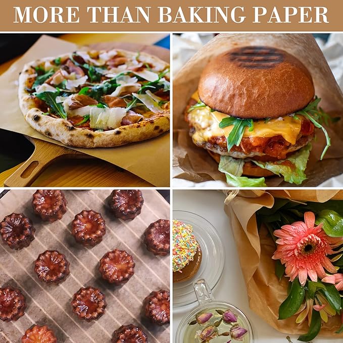 Harloon 200 Pcs Parchment Paper Baking Sheets, Heavy Duty Precut Baking Sheets Nonstick Parchment for Cookies Steaming Grilling Cooking Air Fryer Oven Pan Air Fryer(Brown,13 x 18 Inch)