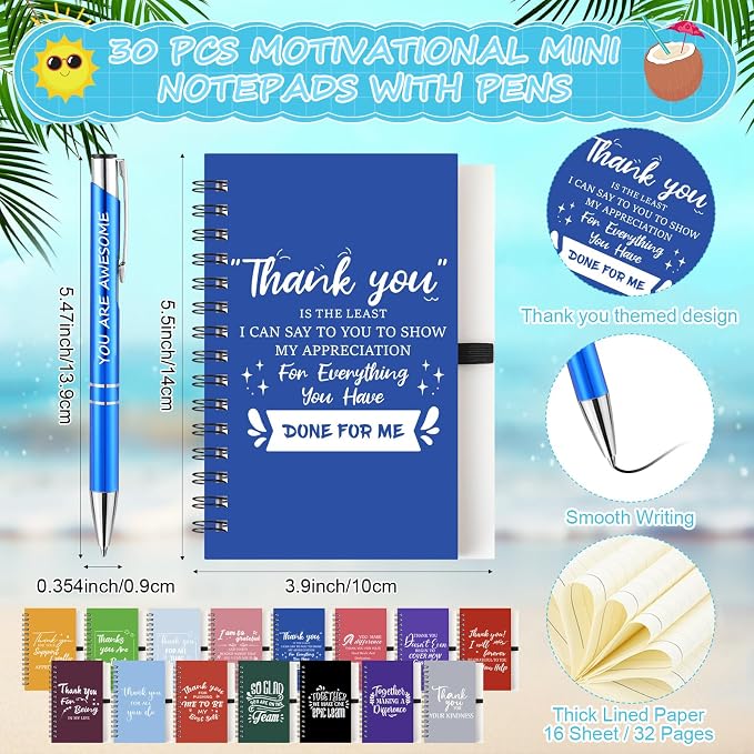 Teenyyou 90 Pcs Employee Appreciation Gift Set, 16oz Tumbler with Lid Notebook Pen Bulk Thank You Gift Holiday Party Favor for Teachers Office Coworker Teacher Staff Team (Multi Color,Classic Style)