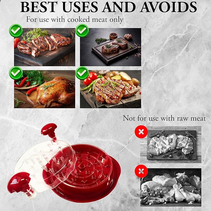Chicken Shredder Tool Twist Large Capacity – Heavy Duty Meat Shredder for Chicken Breast, Pulled Pork & Beef – Visible Lid, Anti-Slip Base, BPA Free, Dishwasher Safe – Fast Meal Prep Tool (Red)