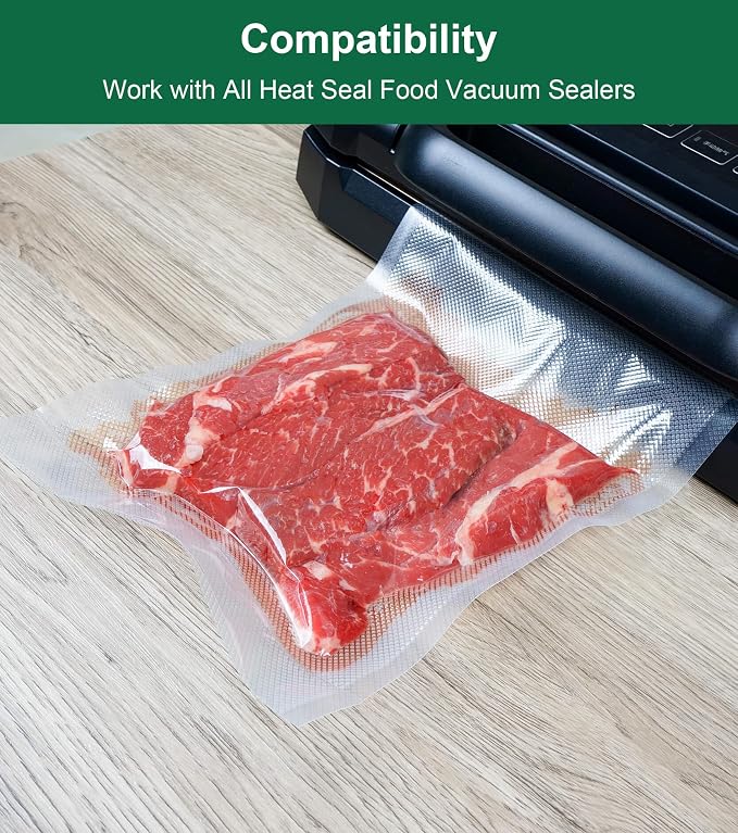 Vacuum Sealer Bags for Food, 8 Inch 50 Feet Custom Size 2-pack | Heavy Duty BPA-free Vacuum Sealer Bags Rolls for Food Saver, Freezer Food Storage, Seal a Meal, Sous Vide, Meal Prep