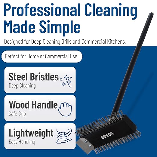 SPARTA 4029000 Stainless Steel Grill Brush, Grill Scraper With Metal Bristles, 30.5 Inches, Black, (Pack of 6)