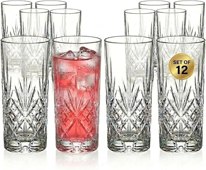 Godinger Dublin Crystal Highball Glasses, Set of 12