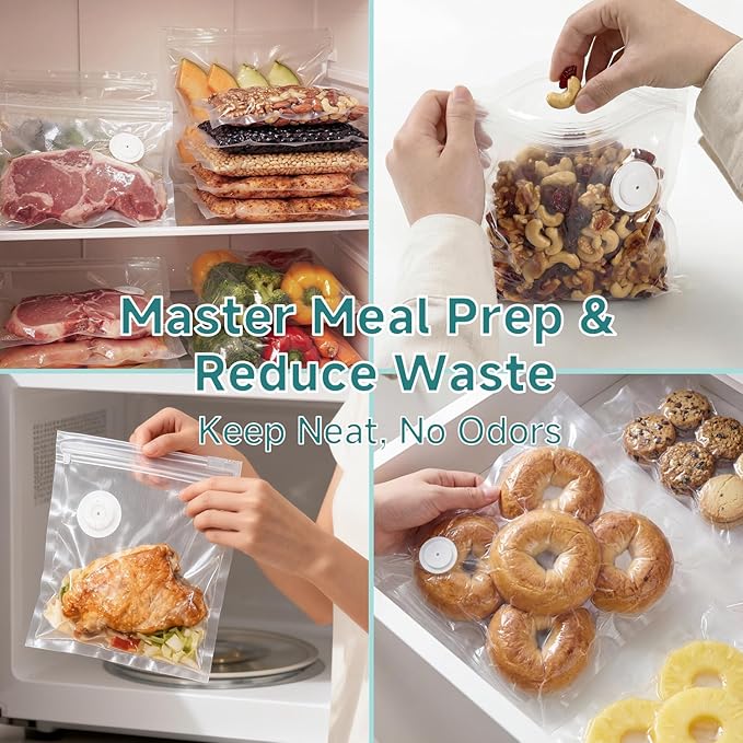 Reusable Vacuum Sealer Bags for Food – 30 BPA-Free Medium (11in × 10.2in) Food Storage Bags, Freezer Microwave Safe– Odor Resistant, Leak-Proof – Compatible with Handheld Vacuum Sealers
