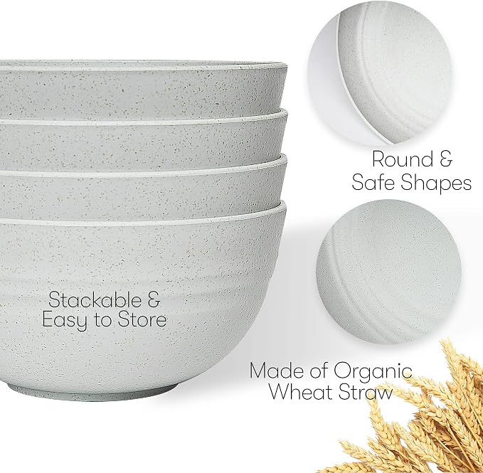 Wheat Straw Dinnerware Sets | Unbreakable Dinnerware Sets | Dishwasher Microwave Safe Dinnerware | Eco Friendly Non Breakable Dinnerware Sets | RV Outdoor Camping (Grey, Service for 4 (16 pcs))