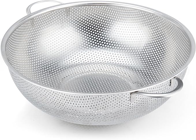 Gulex Colander Stainless Steel 5-Quart, Metal Strainers with Base, Strainer for Kitchen Food, Dishwasher Safe