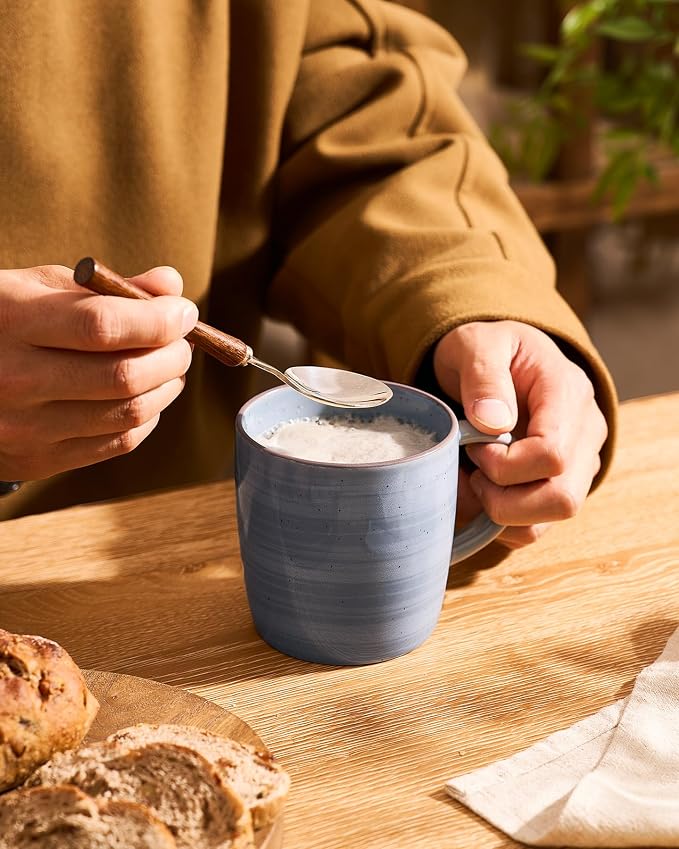 famiware Coffee Mugs Set of 6, Meteor 13 oz Ceramic Mug Cup Set with Handle for Coffee, Tea, Cappuccino, Latte, Milk, Blue Gray