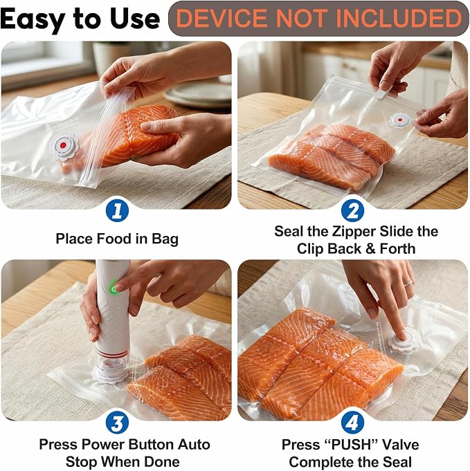 3rd-Gen (9" x 10") 20 PCS Upgraded Reusable High-Seal Bags (Vacuum Sealer Machine Not Included), Compatible with CNAOA Vacuum Sealers