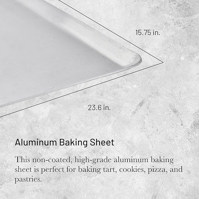 de Buyer Aluminum Baking Sheet - 23.6” x 15.75” - Perfect for Pastries, Cookies, Pizza & Tarts - Easy to Clean - Dishwasher Safe