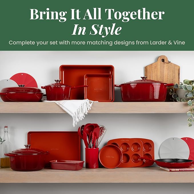 Larder & Vine Silicone Trivets for Hot Pots and Pans | Set of 4 Round Hot Pads for Kitchen | 7” & 9” Trivets for Hot Dishes | Heat-Resistant Silicone Mats for Kitchen Counter | Cabernet