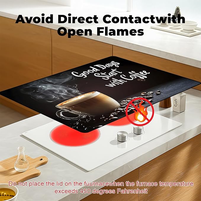 Heat-Resistant Glass Stove Top Cover with Anti-Slip Rubber Coating – Electric Stove Protector, Scratch-Resistant, Expands Counter Space, Stylish Kitchen Decor (Cafe)