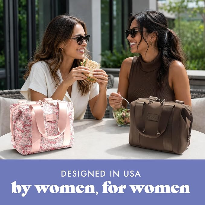 Fit & Fresh Remi Lunch Bag for Women Work – Neoprene Lunch Tote with Containers & Ice Pack, Reusable Meal Prep Lunch Box, Large Capacity, Machine Washable