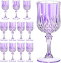 7OZ Plastic Wine Glasses, Reusable Vintage Goblets Unbreakable Drinking Glasses Crystal Water Cups Champagne for Wedding, Parties (12, Light Purple)