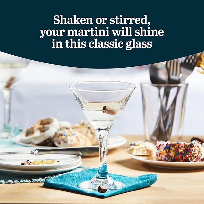 Libbey Martini Glasses Set of 12, Modern and Clear Stemmed Cocktail Glasses, Dishwasher Safe Martini Glass Set for Classic Martinis, Cosmopolitans