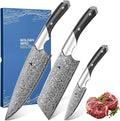 Golden Bird Damascus Kitchen Knife Set, 3 PCS Chef Knife Set Professional, Razor Sharp 67 Layers Damascus Japanese Knives Set for Kitchen with Wood Handle,Gifts for Men Women