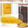 HomArtist Large Glass Flour and Sugar Containers 180oz x2 & 93oz x2 [Set of 4], Glass Food Storage Containers with Bamboo Lids, Glass Jar with Airtight Lid for Spaghetti Pasta,Rice,Cereal,Coffee, Oat