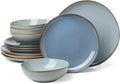 Oneida 897199 Organic Shades 12-Piece Dinnerware Set, Slate Blue