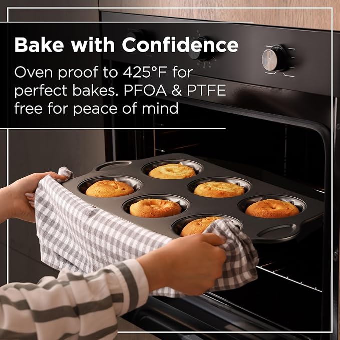 Wrenbury Set of 2 Nonstick Mini Buntz Cake Pan Non Stick for Baking - 6 Cup Bundlette Fluted Cake Tin for Small Cakes - PFOA Free and Dishwasher Safe - 3.75” Cup Width