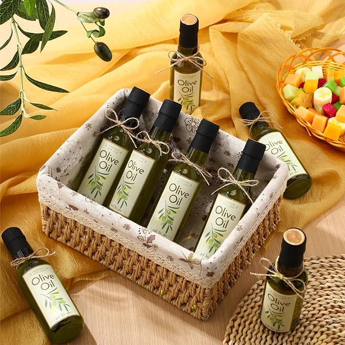 Havawish 50 Pcs 3oz Homemade Olive Oil Glass Bottles Hot Sauce Bottles with Leak Proof Screw Cap Funnel Bottle for Storing Homemade Olive Oil Wedding Baby Shower Holiday Gifts Favors (Green)