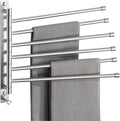 Alise Swivel Towel Rack, SUS304 Stainless Steel 6 Arms Towel Bar, Space Saving Swing Out Towel Bar with Hook, Towel Racks Wall Mounted for Bathroom, Brushed Nickel