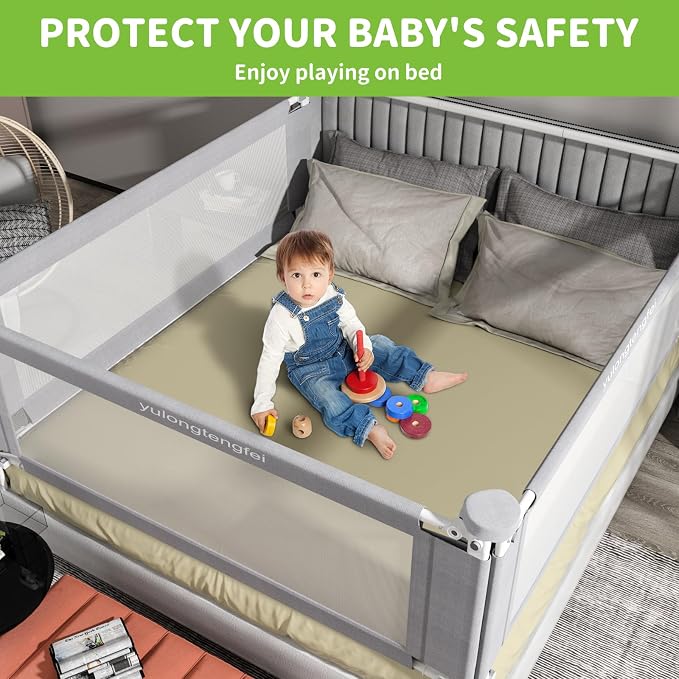 1-Piece Adjustable Height Baby Bed Rail, Kids Safety Guard Rails for Twin Full Queen King Size (1 Side:70.8")