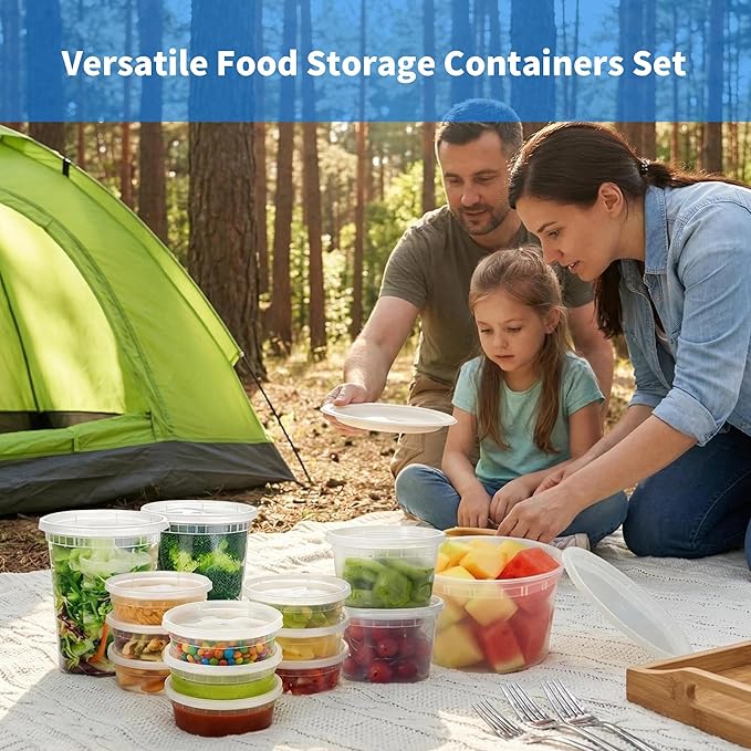 Plastic Deli Containers with Lids, 24 Sets 64 oz Soup Storage Meal Prep Box