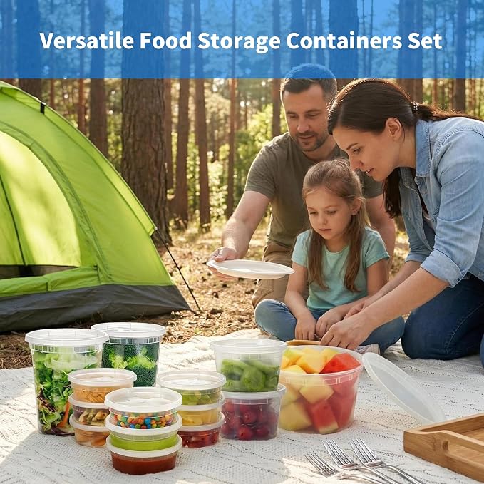 Plastic Deli Containers with Lids, 48 Sets 24 oz Soup Storage Meal Prep Box