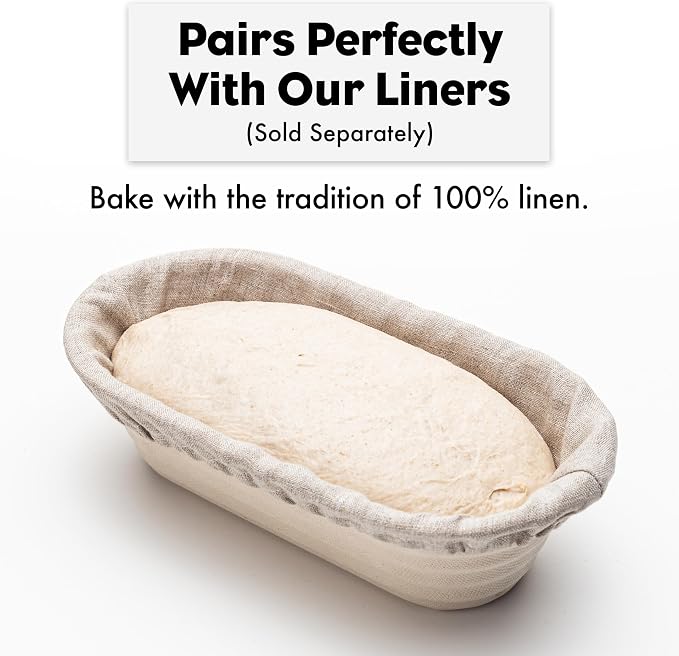 Brod & Taylor Banneton Batard 10” Proofing Basket for Sourdough & Artisan Bread Baking – Stackable, Made From Bamboo & Sugarcane Pulp (2-Pack)