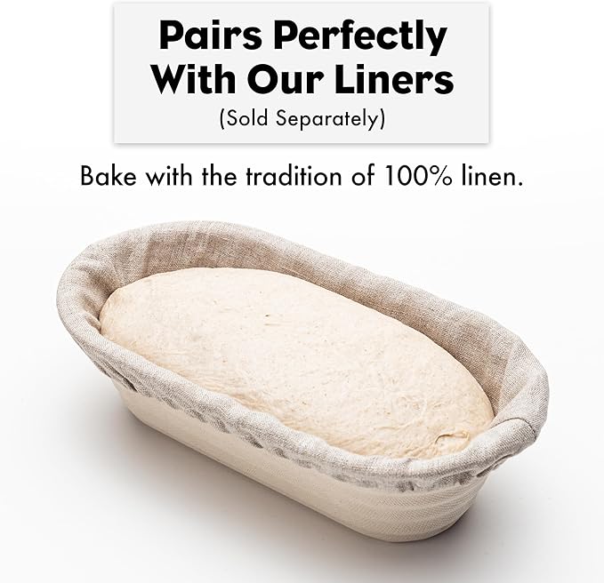 Brod & Taylor Banneton Batard 10” Proofing Basket for Sourdough & Artisan Bread Baking – Stackable, Made From Bamboo & Sugarcane Pulp (1-Pack)
