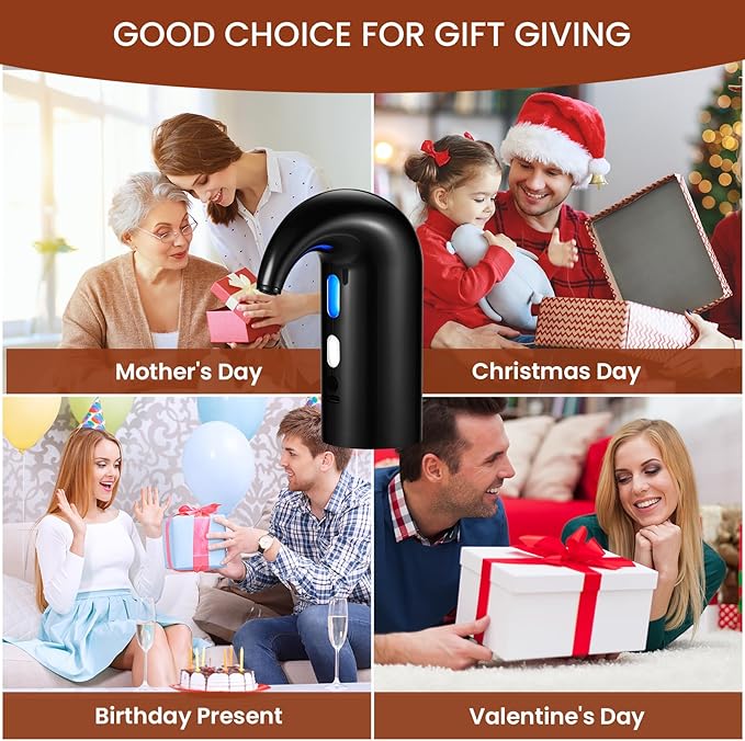 BLUBYEES Electric Wine Aerator, Decanter & Dispenser – USB Rechargeable, Gift for Christmas, Housewarming, Birthday, Wedding, Anniversary, and Retirement, Ideal for Wine Lovers, Men and Women
