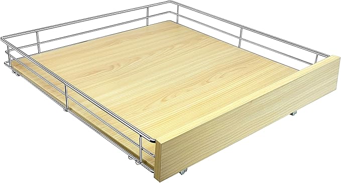 LYNK PROFESSIONAL® SELECT™ Slide Out Cabinet Organizer Pull Out Drawer, 20" x 21" Pull Out Cabinet Organizer – Pull Out Shelves for Kitchen Cabinets – Roll Out - Lifetime Ltd. Warranty, Wood Chrome