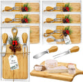 6 Set Christmas Gifts Bridal Shower Favor Bamboo Wooden Square Cheese Board Gift Set Cheese Knives Mini Cutting Board Bulk Set Tags and Boxes Christmas Party Neighbor Xmas Baking Supplies Decoration