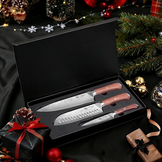 YOTSUBA Kitchen Knife Set 3 PCS, Ultra Sharp Japanese Knife Set, High Carbon Stainless Steel Blade With Smooth Ergonomic Handle for Home & Restaurant Use