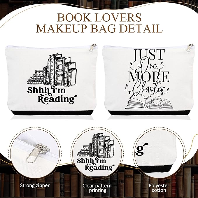 8 Pcs Books Club Gifts Book Lovers Gifts for Women Blind Date with a Read Include 16 oz Glass Cup Canvas Makeup Bag Ballpoint Pen Card for Librarian Reader Bookish Teacher