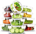 12 Pack Glass Lunch Meal Prep Containers with Lids Airtight Leakproof, Stackable for Microwave, Oven, Freezer and Dishwasher Safe (White)