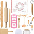 Pasta Making Tools Set 14 PCS, Pasta Maker Kit with Drying Rack, Ravioli Maker Press, Pasta Cutting Tools, Beech Wood Rolling Pins, Gnocchi Board, Homemade Pasta Accessories Set