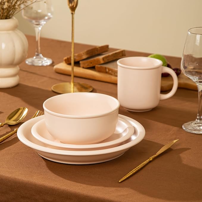 Timeworn Clay Dinnerware Set, 6 Pieces, Creamy White | Stoneware Sets for 2, Hand-Finished Glaze, Farmhouse Plates and Bowls, Microwave and Dishwasher Safe