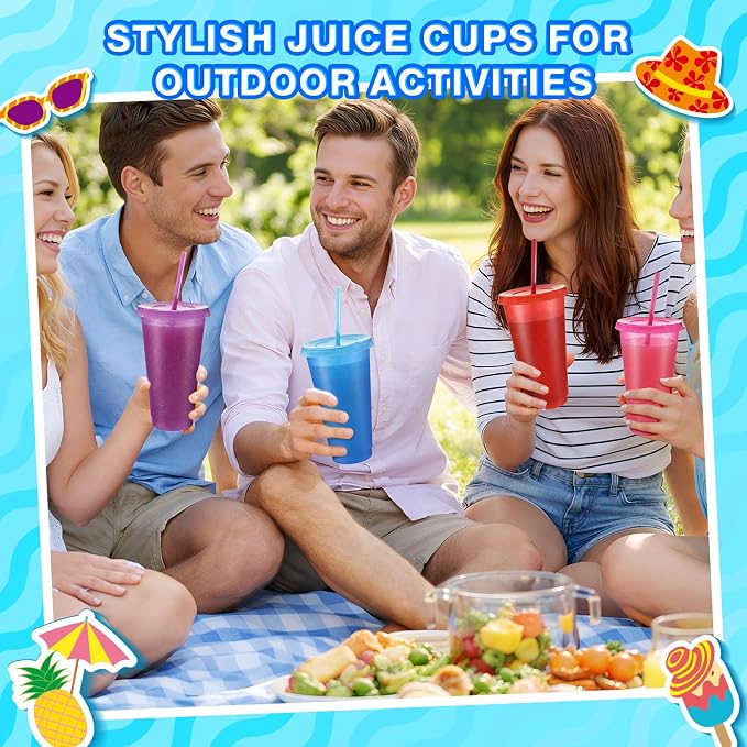Honeydak 30 Pack Tumbler with Straw and Lid Bulk Cups for Gifts Glitter Plastic Coffee Cups 24-27 oz Reusable Water Bottle Iced Coffee Travel Mug Party Favors for Birthdays Travel (Gorgeous Color)
