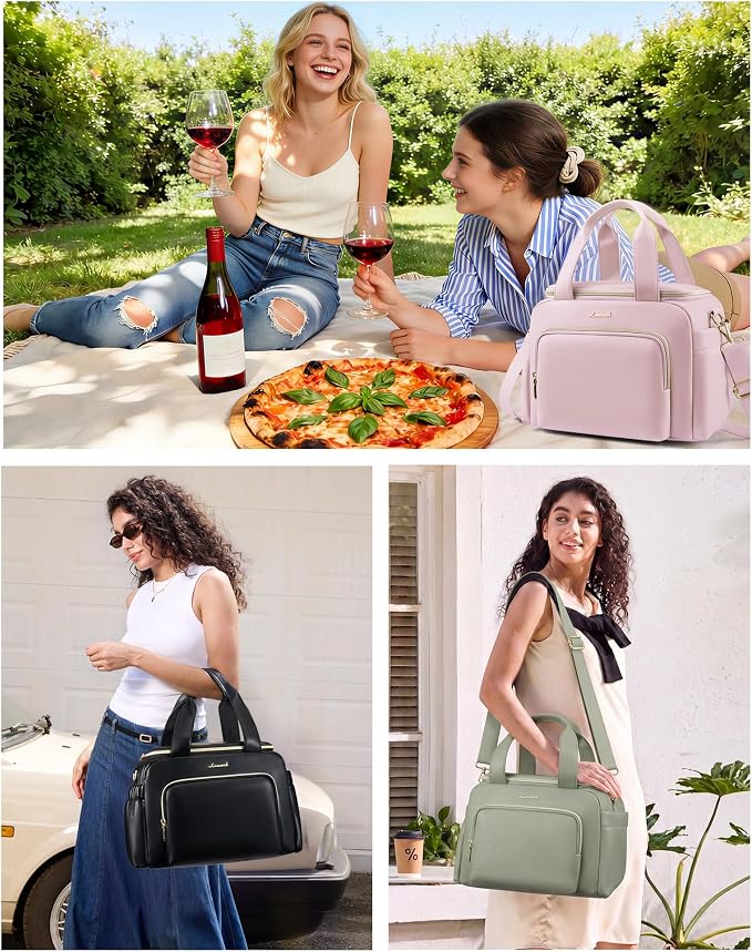 LOVEVOOK Lunch Bag, Portable Insulated Tote for Meal Prep and Food Storage (Pink, Small)