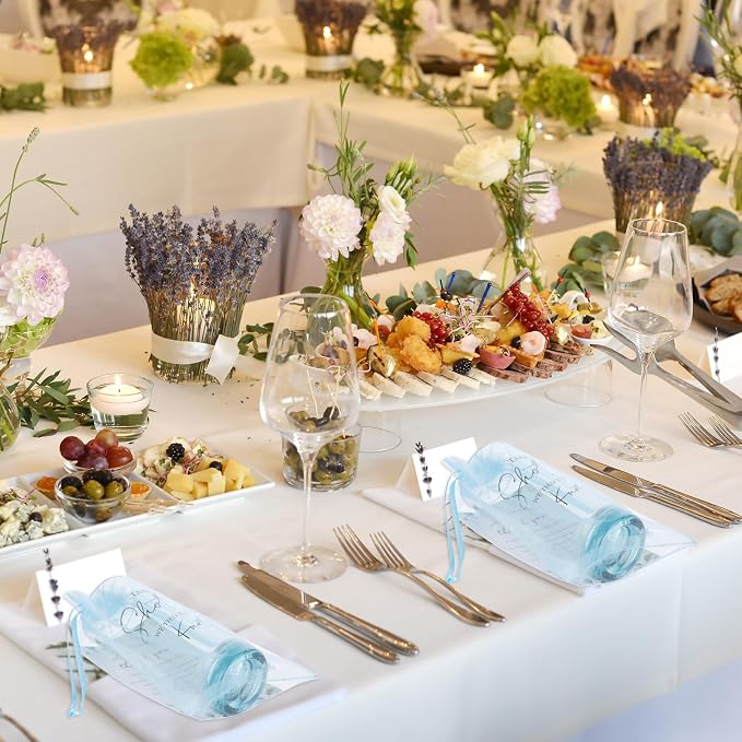 Sliner 50 Set Wedding Favors for Guests Bulk 2oz Acrylic Take a Shot We Tied the Knot Shot Glasses with Thank You Cards Organza Bags for Guest Souvenirs Wedding Newlyweds Bridal Shower Gifts (Blue)