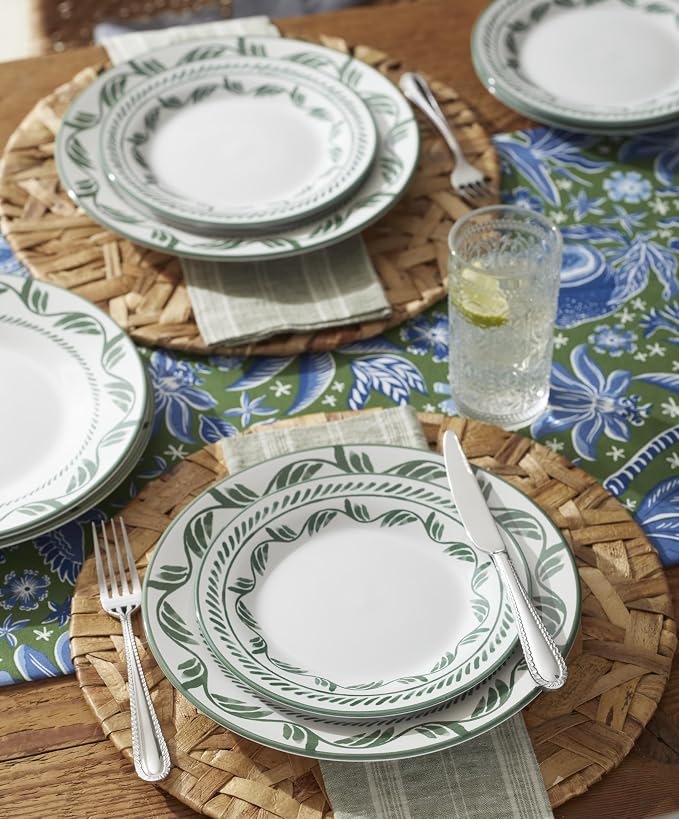 Oneida Dinnerware Set, Solear Green 12-Piece Set, Service For 4, Stoneware Material, Dishwasher Safe & Microwave Safe, Home, Kitchen And Dining, Dinner Plates And Bowls Sets (Green, 12 Pieces)
