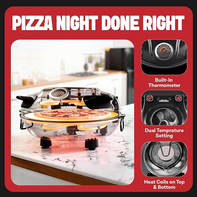 PIEZANO XL 14" Electric Pizza Oven Indoor Countertop Pizza Maker