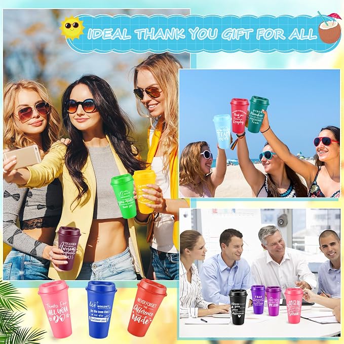 Teenyyou 90 Pcs Employee Appreciation Gift Set, 16oz Tumbler with Lid Notebook Pen Bulk Thank You Gift Holiday Party Favor for Teachers Office Coworker Teacher Staff Team (Multi Color,Elegant Style)
