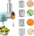 Stainless Steel Slicer Shredder for KitchenAid Mixer Attachment Vegetable & Cheese Grater Attachment with 4 Blades (Fine, Medium, Coarse, Slicer), with Knob, Dishwasher Safe, Durability
