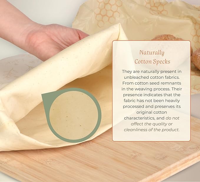 Beeswax Bread Bag for Homemade Bread & Beeswax Wrap Set, 2 XL Sourdough Bread Bags + 2 Beeswax Wraps for Food | Keep Bread Fresh, Breathable, Reusable & Less Waste Storage for Home Bakers (Beige) | Sourdough Bread Bags