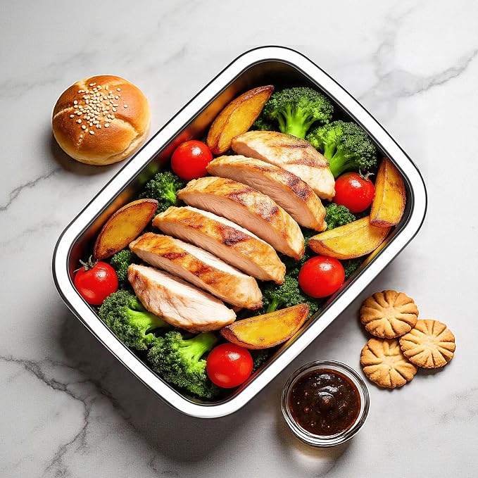 Stainless Steel Inner Container with Lid for Cordless Electric Lunch Box, 1.5L 6.3 Cups Meal Container for Portable Heated Lunch Box, Dishwasher Safe
