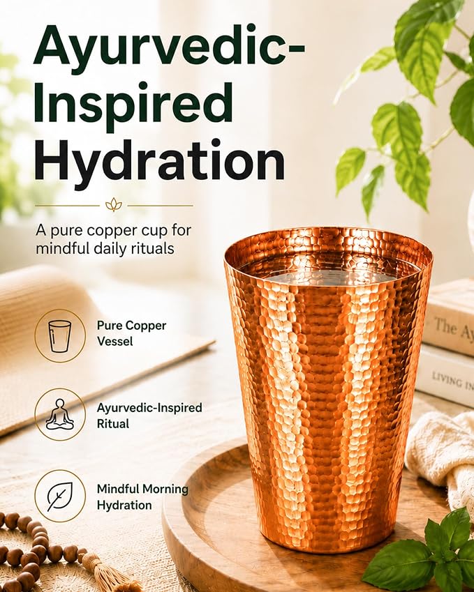 Pure Copper Cup for Drinking Water, 24oz Unlined Copper Tumbler, | Real Solid Copper Glass for Beer, Wine & Coffee
