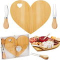 Patelai 1 Set Bridal Baby Shower Favor Heart Cheese Board with Knife, Wood Mini Charcuterie Board Thank You Gift Box for Guest Bridal Baby Shower Prize Wedding Valentines Birthday (Bamboo Color)
